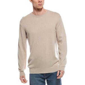 Forte Mens Cashmere Classic Crew Cashmere Sweater, Brown